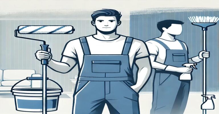 A professional painter and cleaner working in a home, symbolizing the varying hourly rates for painting and cleaning services.